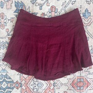 Free People Burgundy Flared Mini Skirt - size 6 / Small